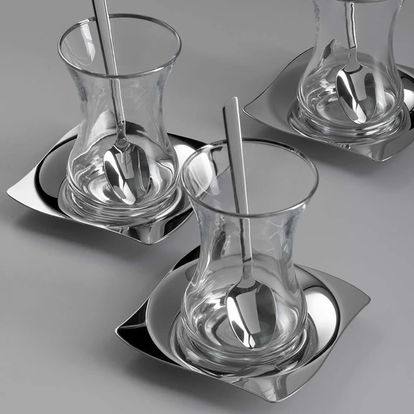 Jumbo Kybele 18 Parça Çelik Çay Seti - Resim 2