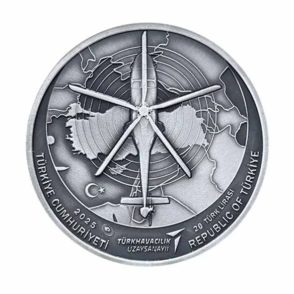 AgaKulche Gökbey Helikopter Gümüş Sikke Coin - Resim 2