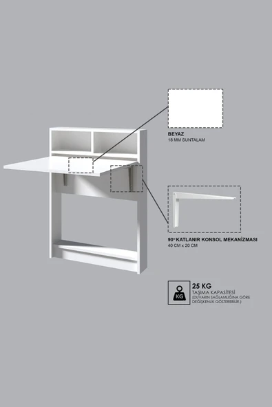 Decormet Bracked Çok Fonksiyonlu Masa Travertine - Resim 4