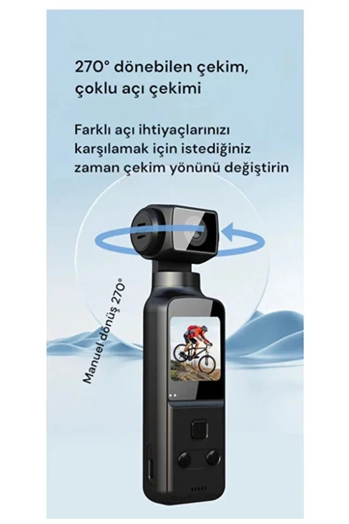 4K Ultra HD 270° Döndürülebilir Su Geçirmez Wifi Vlog Spor Ve Aksiyon Kamerası - Resim 6