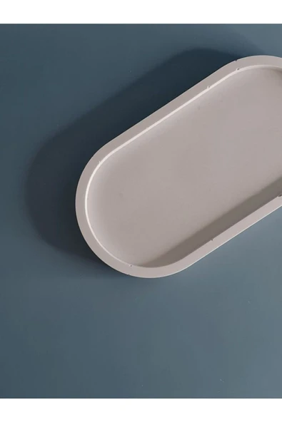 Dekoratif Beton Oval Sunumluk Dekoratif Takı Tabağı, Saksılık, Yağdanlık, Tütsülük, Mumluk - 2