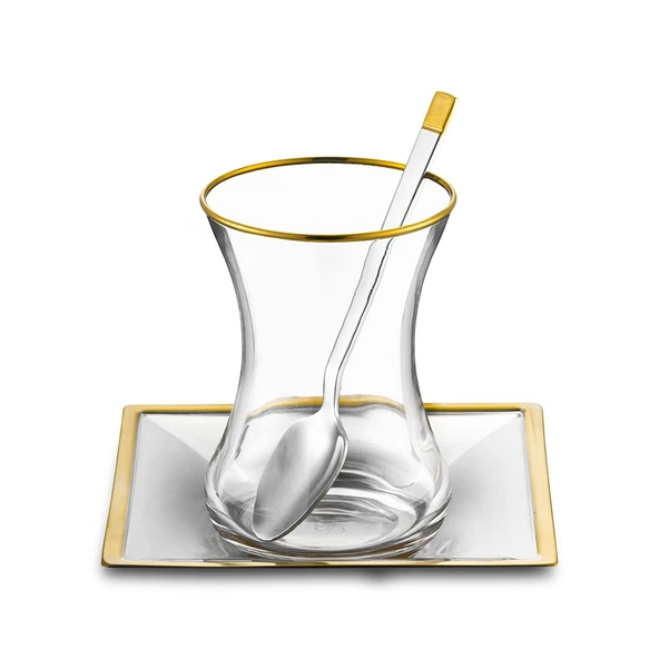 Jumbo Arezzo Gold 40 Parça Çelik Çay Seti - Resim 3