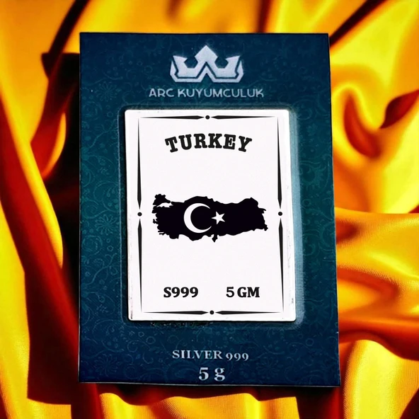 Birliği ve Gururu Simgeleyen Türkiye Haritası Temalı Hediyeye Özel 999 Ayar Gümüş Külçesi-676