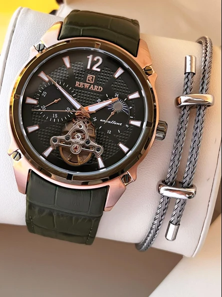 Reward İtalyan Bileklik Hediyeli Deri Kordon Otomatik Mekanizma 5 Atm Erkek Kol Saati W.145529.2 ürün görseli