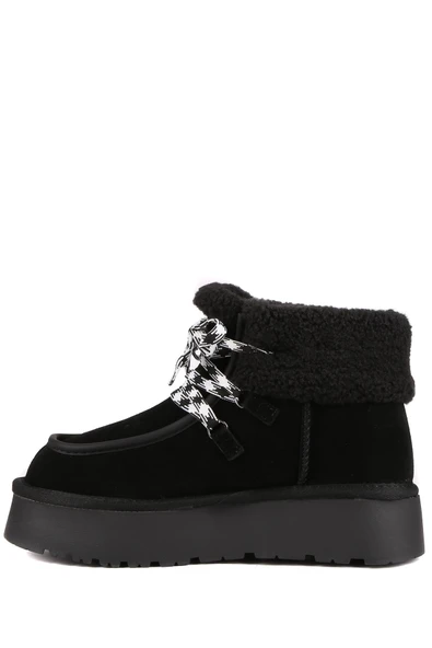 Stato - Siyah Hakiki Süet Deri Kadın Bot - Resim 4