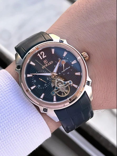 Reward İtalyan Bileklik Hediyeli Deri Kordon Otomatik Mekanizma 5 Atm Erkek Kol Saati W.145529.1 - Resim 3