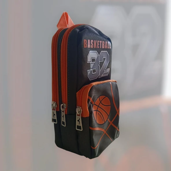 Relaxion Üç Gözlü Greyhound Basketball Turuncu Siyah Kalem Çantası/Kalemlik (160) - Resim 3