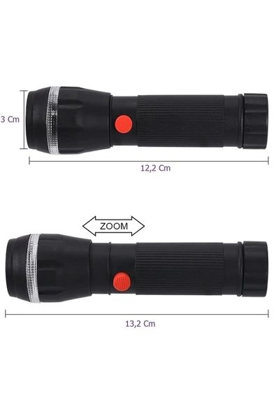Ps-7083 Plastik Zoomlu Pilli El Feneri - Resim 2