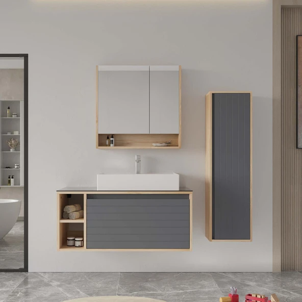 Orka Prato 100 cm Legnano Banyo Dolabı Takımı ve Boy Dolabı ürün görseli