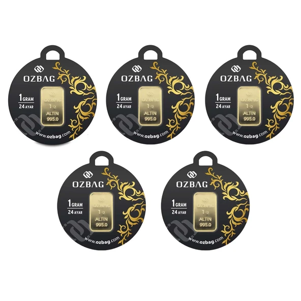 AgaKulche 24 Ayar 5 Adet 1 gr 995 Özbağ Külçe Altın ürün görseli 1