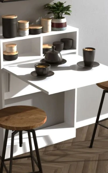 Decormet Bracked Çok Fonksiyonlu Masa Beyaz - Resim 10