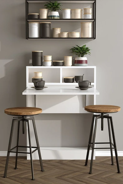 Decormet Bracked Çok Fonksiyonlu Masa Beyaz - Resim 2