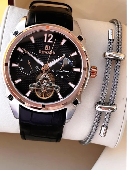 Reward İtalyan Bileklik Hediyeli Deri Kordon Otomatik Mekanizma 5 Atm Erkek Kol Saati W.145529.1 ürün görseli