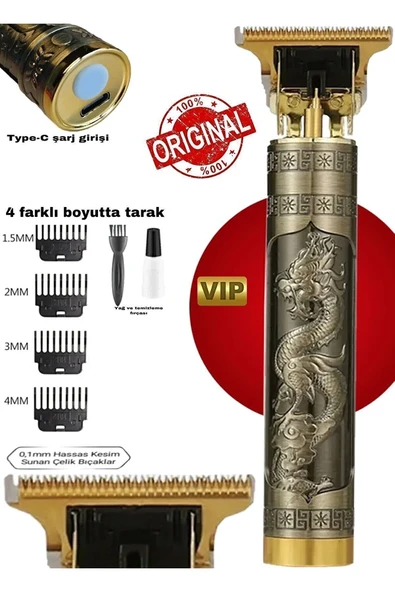 Dragon Çelik Kasa Profesyonel Saç Sakal Ense Çizim Tüm Vücut Tüyü Lazer Öncesi Tıraş Makinesi - Resim 2