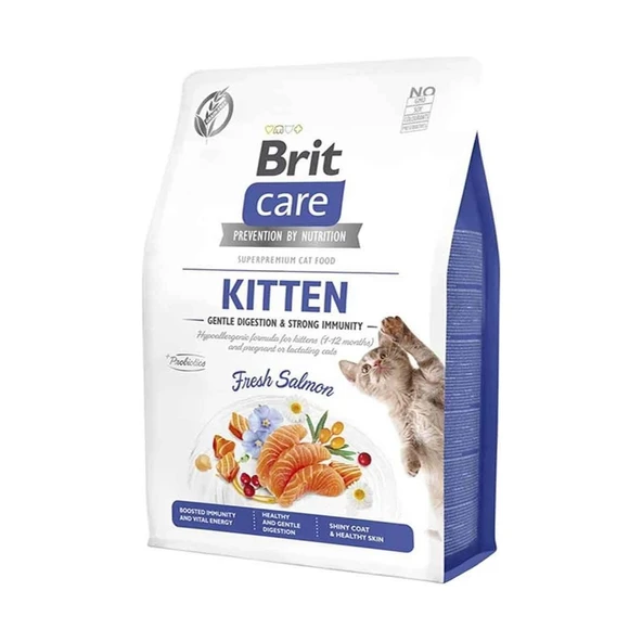 BRİT CARE Gentle Digestion & Strong Immunity Tahılsız Somonlu Yavru Kedi Maması 7 kg