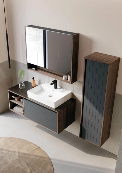 Orka Prato 120 cm Navaro Banyo Dolabı Takımı ve Boy Dolabı - Resim 2