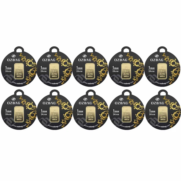 AgaKulche 24 Ayar 10 Adet 1 gr 995 Özbağ Külçe Altın ürün görseli 1