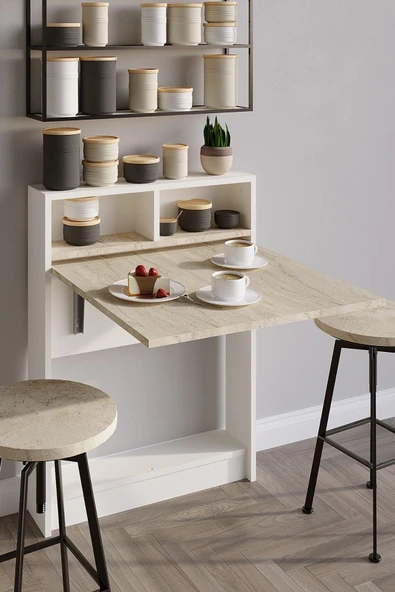 Decormet Bracked Çok Fonksiyonlu Masa Travertine ürün görseli