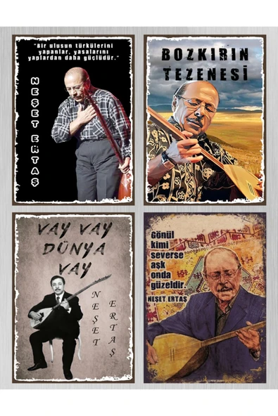 4 Parçalı Neşet Ertaş Tablo/poster Seti - 1