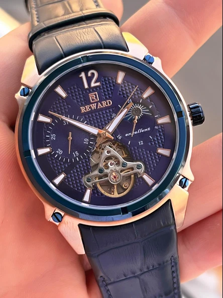 Reward İtalyan Bileklik Hediyeli Deri Kordon Otomatik Mekanizma 5 Atm Erkek Kol Saati W.145529.3 - Resim 4