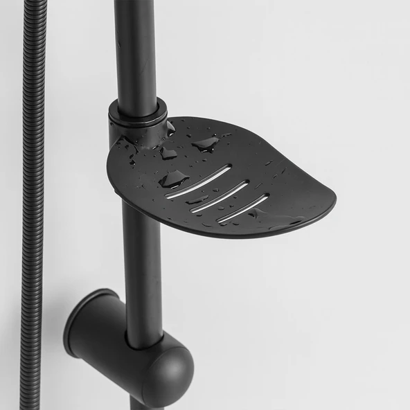 Robot Tepe Duş Seti Tam Takım Mat Siyah Lüks Yağmurlama Başlıklı Vidalı Duş Sistemi Banyo Duvar Tipi - Resim 3