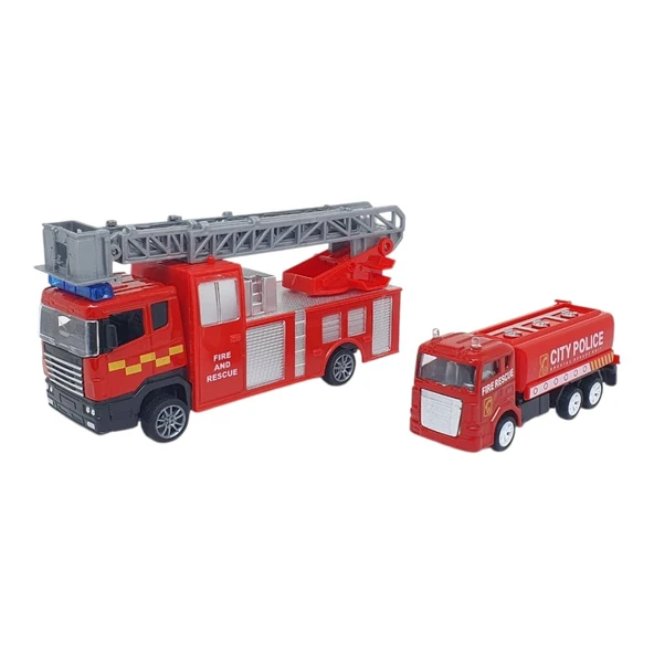 Su Tankeri Taşıyan Sürtmeli İtfaiye Araç Seti - İtfaiye Seti - Resim 3