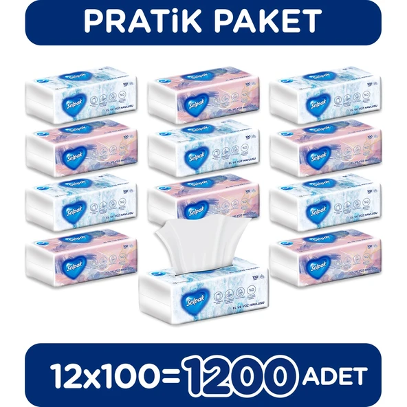 El ve Yüz Havlusu 12 Paket 12 Rulo 2 Katlı 100 Yaprak Ev ve Endüstriyel Kullanıma Uygun - 1