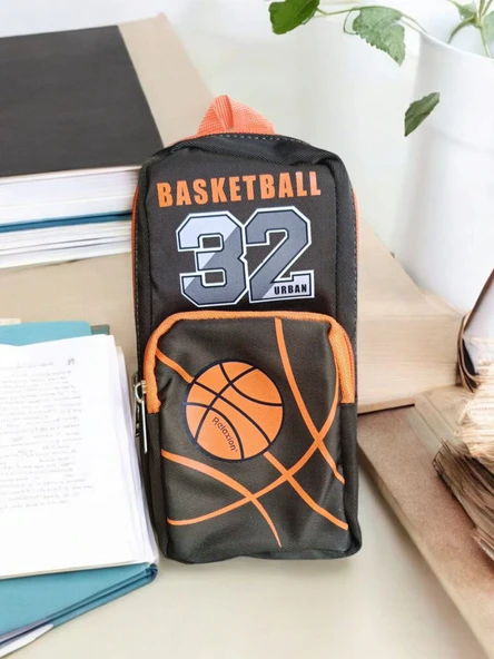 Relaxion Üç Gözlü Greyhound Basketball Turuncu Siyah Kalem Çantası/Kalemlik (160) ürün görseli