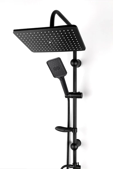 Robot Duş Seti Tam Takım Siyah Lüks Yağmurlama Çok Fonksiyonlu El Duşu Başlıklı Vidalı Duş Sistemi - Resim 3