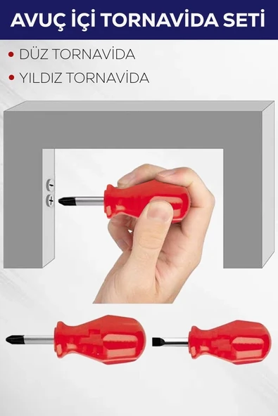 2'li Avuç Içi Tornavida Seti Düz Yıldız - Resim 2