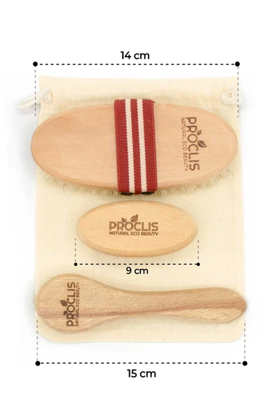 3' Lü Set Doğal At Kılı Selülit Fırçası + Yüz Fırçası + Tırnak Fırçası - 2