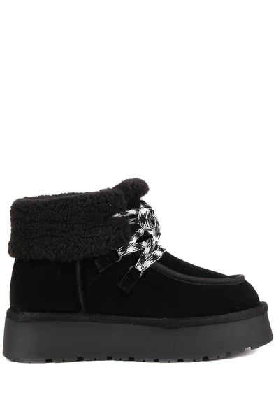 Stato - Siyah Hakiki Süet Deri Kadın Bot - Resim 2