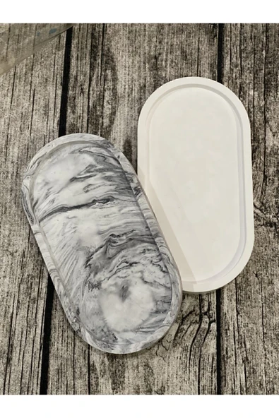 2'li Dekoratif Oval Sunumluk Seti, Dekoratif Biblo Takı Tabağı, Saksılık,tütsülük,mumluk - 2
