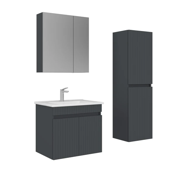 Orka Tivoli 65 cm Mat Antrasit Banyo Dolabı Takımı ve Boy Dolabı ürün görseli