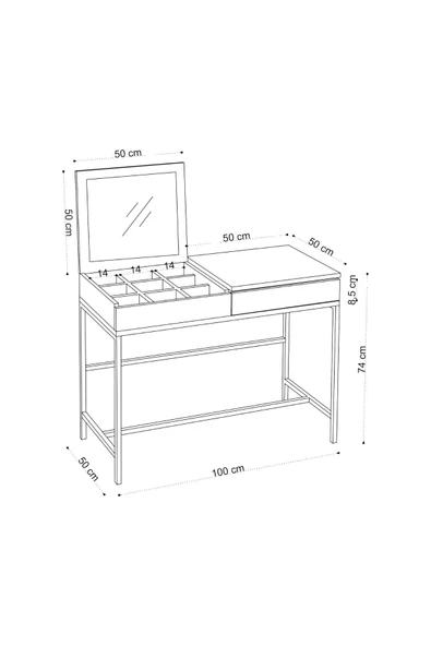 Decormet Linda Makyaj Masası Safir Meşe - Resim 4