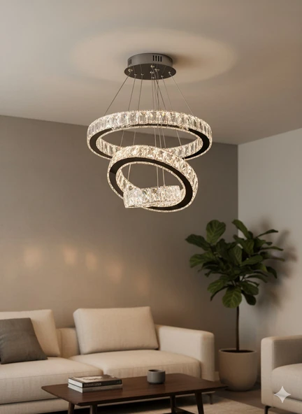GN GEN AYDINLATMA Plaket Kristal Taş Işlemeli Krom Paslanmaz Ledli 20-30-40 cm 3 Renk - 1