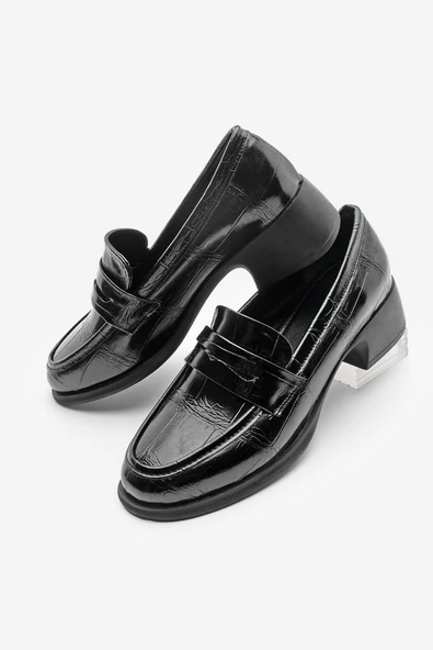 Potinonline K1066 Kadın Kısa Topuk Krokol Günlük Loafer Ayakkabı - 5