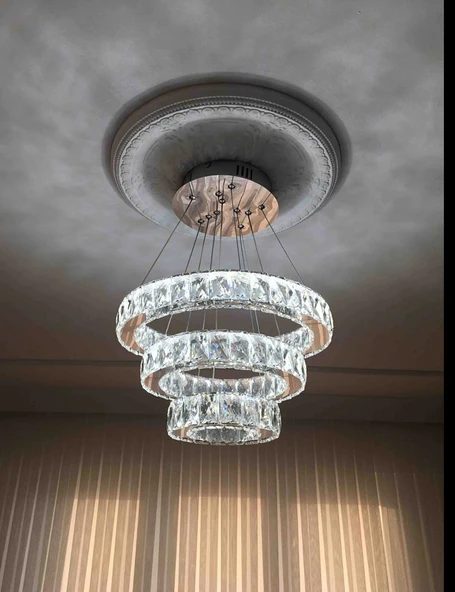 GN GEN AYDINLATMA Plaket Kristal Taş Işlemeli Krom Paslanmaz Ledli 20-30-40 cm kumandalı - 3