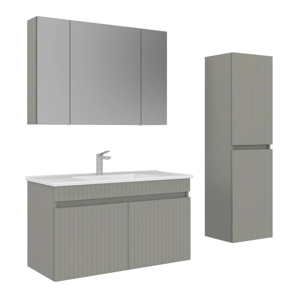 Orka Tivoli 100 cm Mat Kaşmir Banyo Dolabı Takımı ve Boy Dolabı ürün görseli