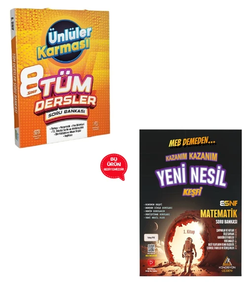 8.Sınıf Ünlüler Karması Tüm Dersler Soru Bankası + Matematik Soru Bankası Hediyeli ürün görseli 1