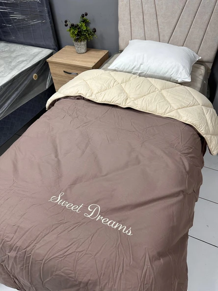 Clasy Saten %100 Pamuk Ranforce Tek kişilik Yorgan Sweet Dreams V3 Sarı-Gri ürün görseli