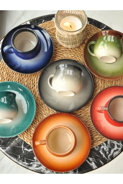 Çınaraltı Renkli 6 lı Kahve Fincan Takımı 150 Ml - 3