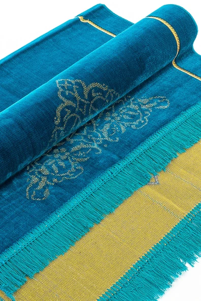 Dodya Kadife Seccade - Mavi - Resim 4