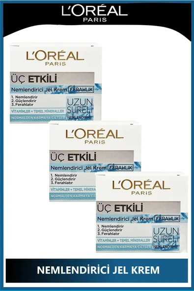 L'Oreal Paris 3 Etkili Nemlendirici Jel Krem 50 ml x 3 Adet ürün görseli