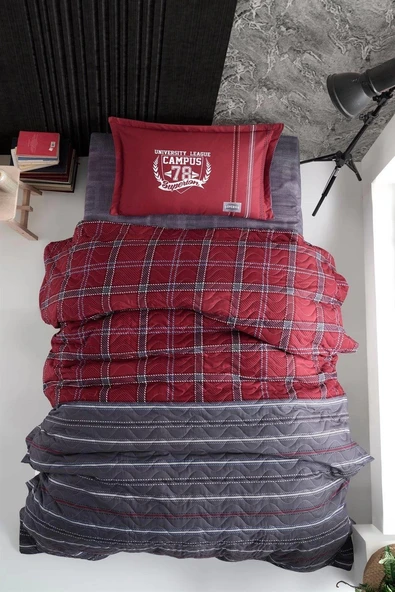 Clasy Ranforce Dört Mevsim Tek Kişilik Set Campus V1 Bordo ürün görseli