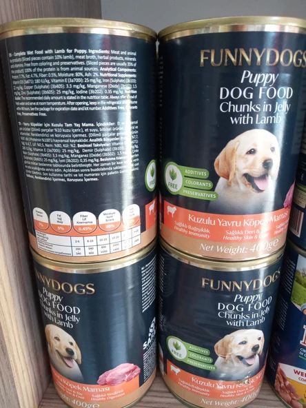 Funny Kuzu Etli Yavru Köpek Konserve Yaş Mama 400 Gram 10 Adet - 1