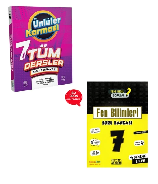 7.Sınıf Ünlüler Karması Tüm Dersler Soru Bankası + Fen Bilimleri Soru Bankası Hediyeli ürün görseli 1