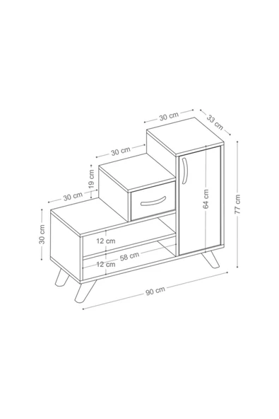 Decormet Retro Ayakkabı Dolabı Safir Meşe - Resim 9