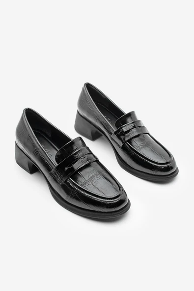 Potinonline K1066 Kadın Kısa Topuk Krokol Günlük Loafer Ayakkabı - 7