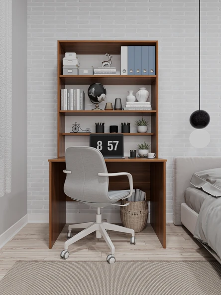 Asra Trend %100 MDFLAM Raflı Çalışma Masası Bilgisayar Ofis Ders Masası ÇM-03  NEVADA ürün görseli